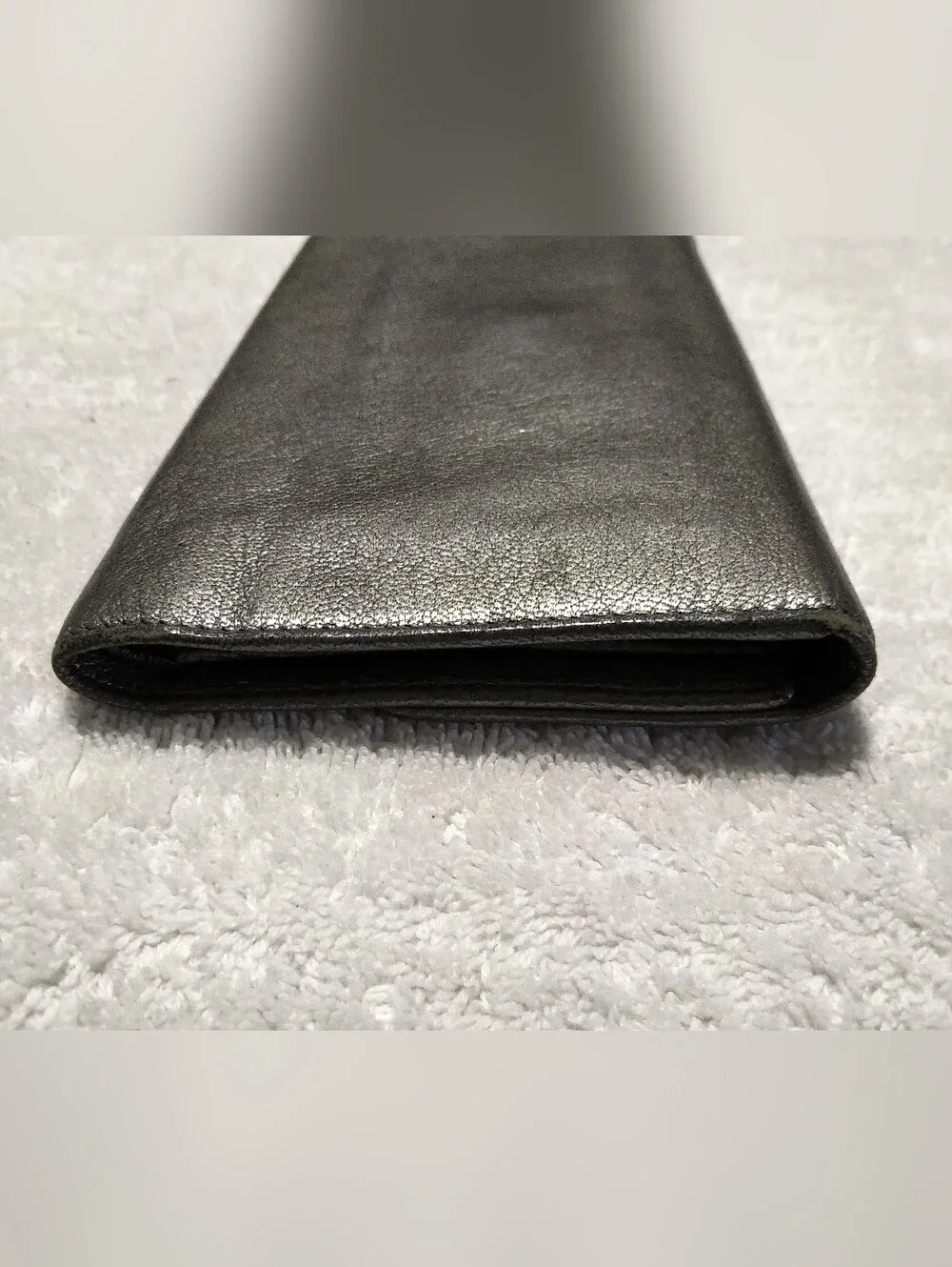 Authentic Chanel Metallic Silver Tri-fold Wallet - Silver CC Logo